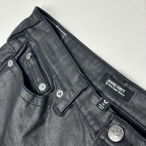 True Religion Jennie Curvy High Rise Super Skinny Black Metallic Jeans Size 33